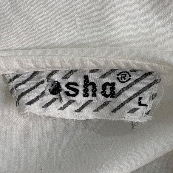 Vintage White Poet Blouse Cotton Embroidered Large Peter Pan Collar Puff Sleeves - Picture 5 of 10